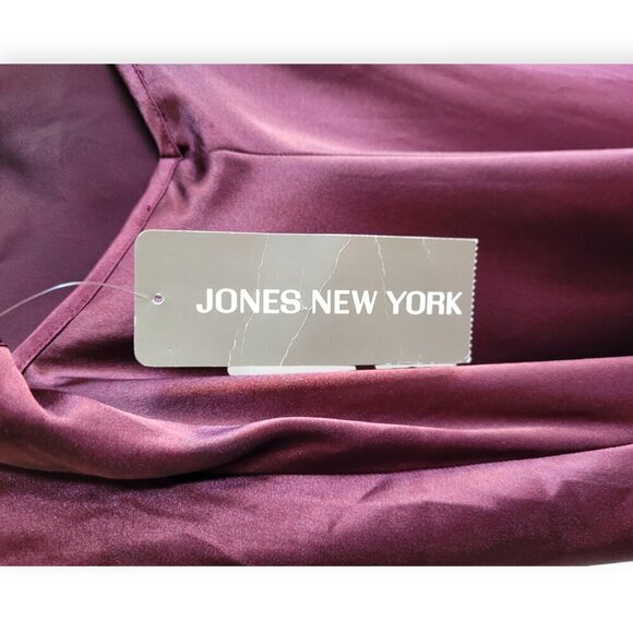 Y2K Vintage Satin Slip Dress Burgundy S deadstock 1990s Y2K Jones New York NWT - Picture 4 of 8
